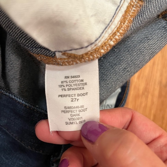 GAP Perfect Boot Low-Rise Dark Wash Denim Jeans Size Women's 27R - Picture 14 of 14